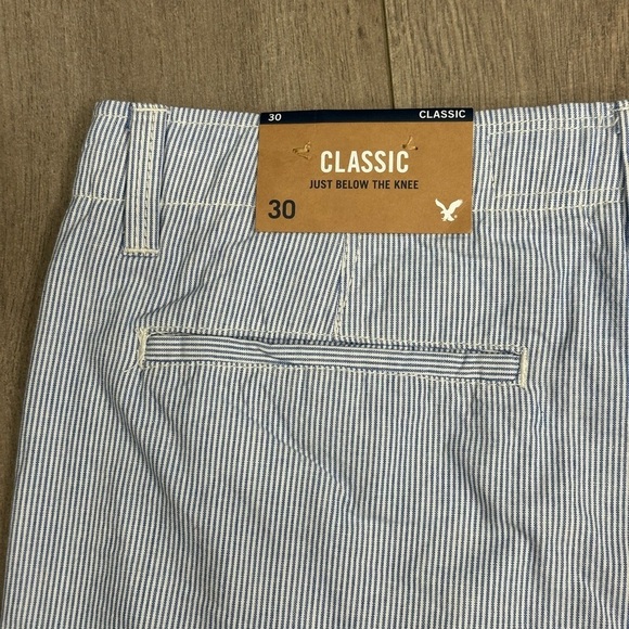 Men's American Eagle AEO 30 Small Shorts Pin Stripes Blue White Chino Khakis NWT - Picture 5 of 9